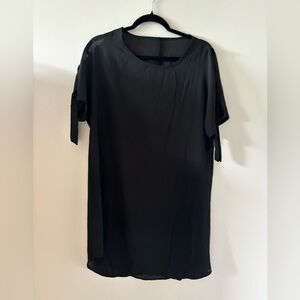 Chiffon Sheer Tie Knot Shoulder Mini Dress - Small